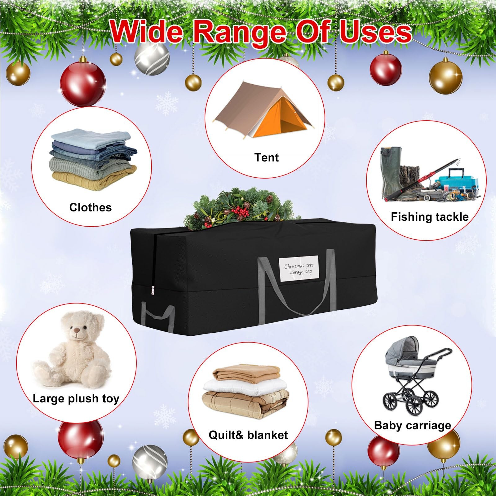 Christmas Tree Storage Bag, Fits Up 10 Ft Tall Artificial Trees, Heavy-Duty 600D