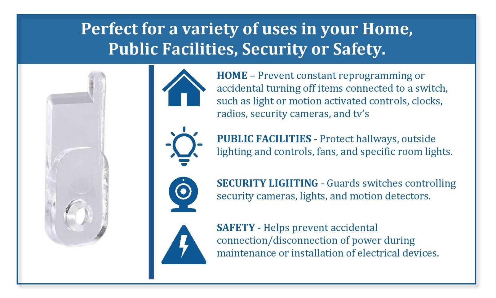 6PK Clear Toggle Switch Cover Guard Keep Light Switch ON Off protects your light