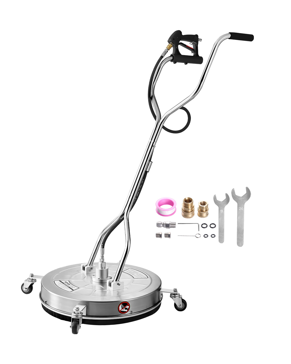 VEVOR 24" Pressure Washer Surface Cleaner 4 Wheels Dual Handle 4000 Max PSI