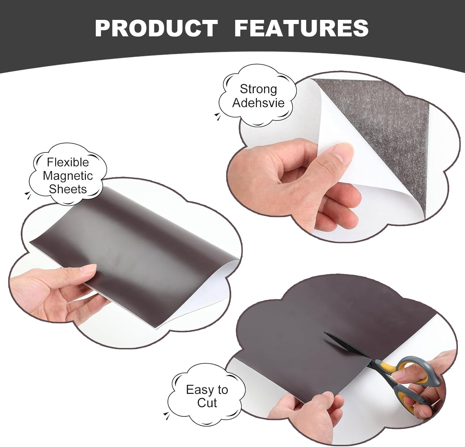 Magnetic Sheets with Adhesive Backing 8" x 10" 5 Pack