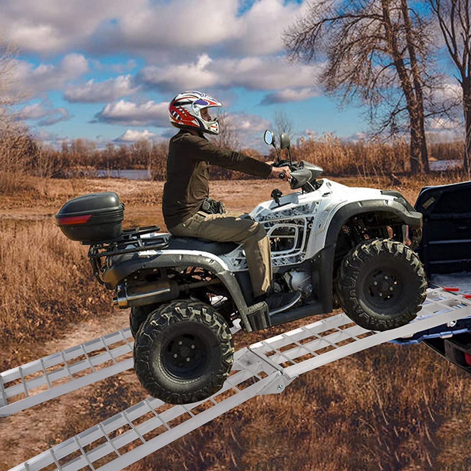 VILOBOS 7.5' Set of 2 Truck ATV Folding Aluminum Loading Ramps 1500 lbs Capacity