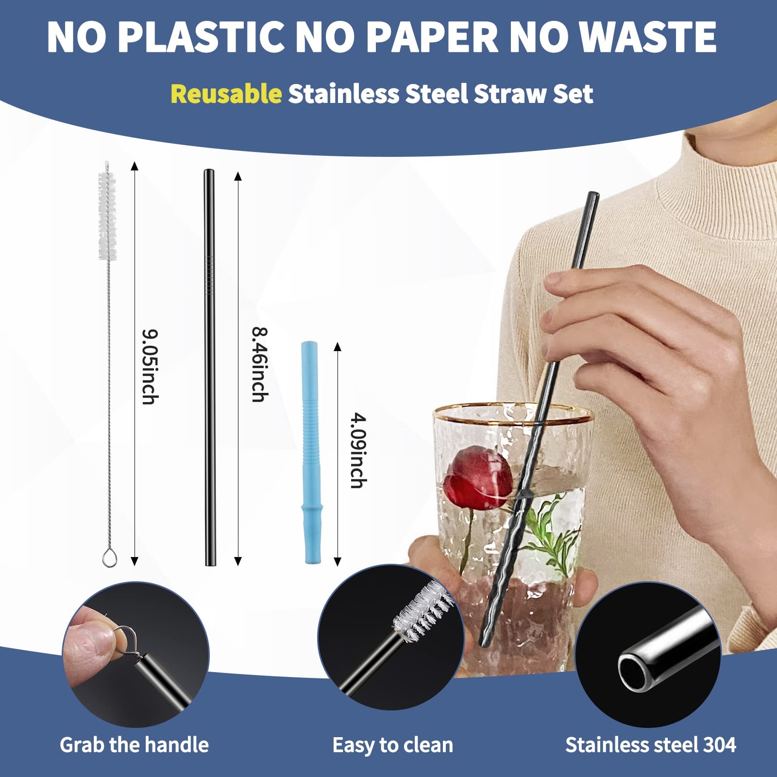 Travel Utensils with Case Reusable Portable Camping Cutlery Set Stainless Steel