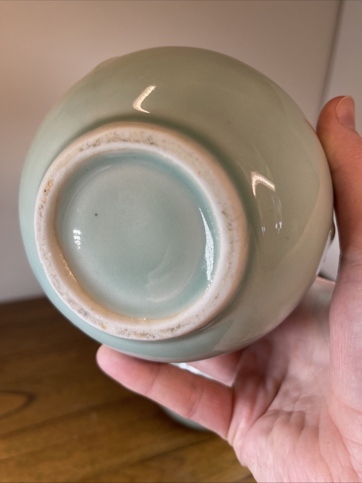 (2) Vtg Rice Wine Gourd Shaped Ceramic Pottery Bottles Empty Celadon Glaze