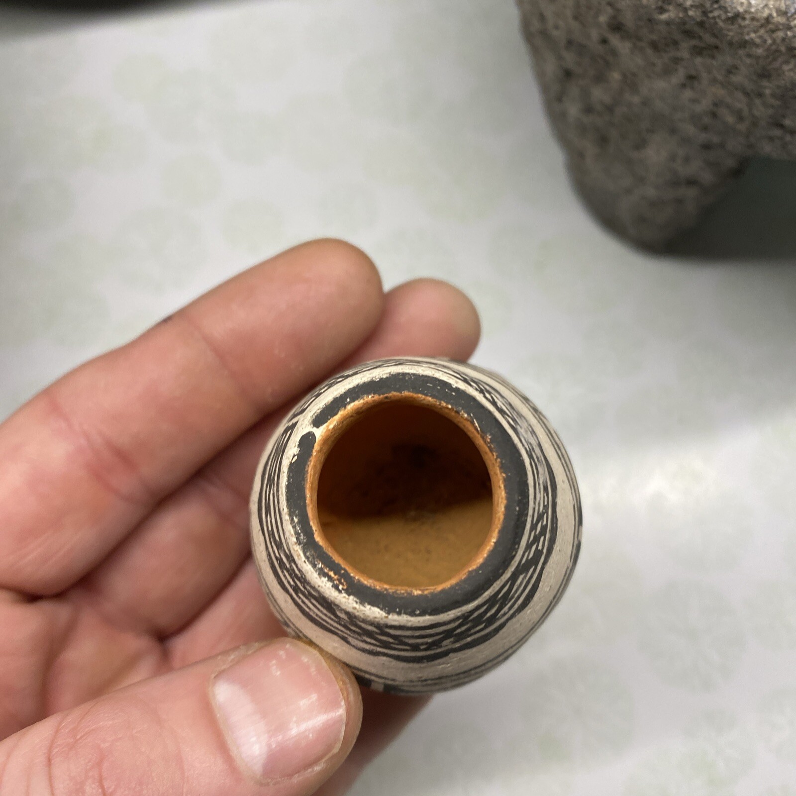 MLC s3092 Mini Polychrome Acoma 1 3/4” Solid Pottery Pot Jar