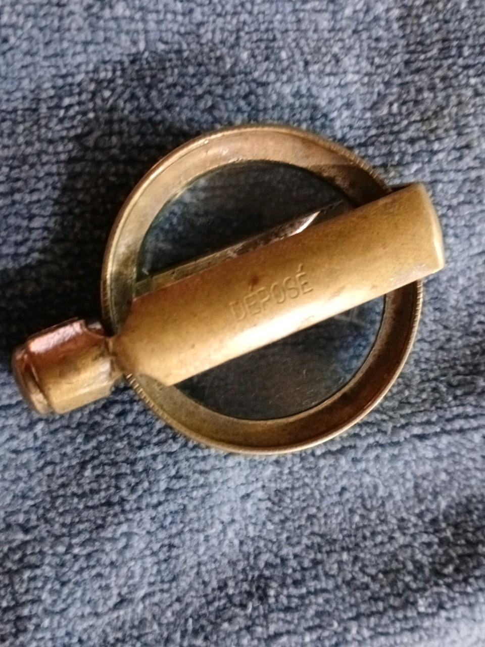 Antique French Brass Folding Magnifying Glass-Dèposè-Swivel Pocket Loupe c.1900