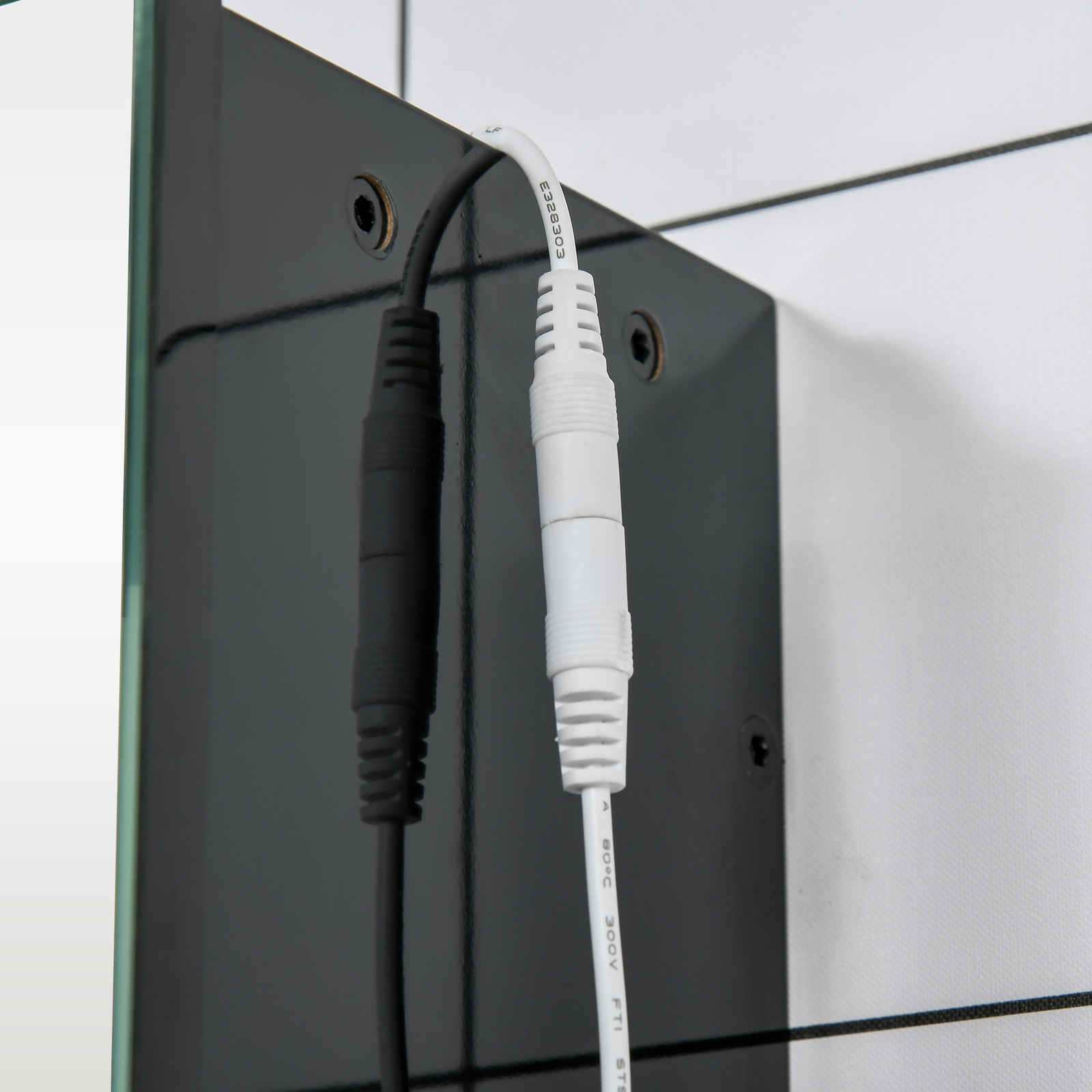 LED Medicine Cabinet Wall-Mounted Bathroom 3 Mirrored Door High Gloss Black