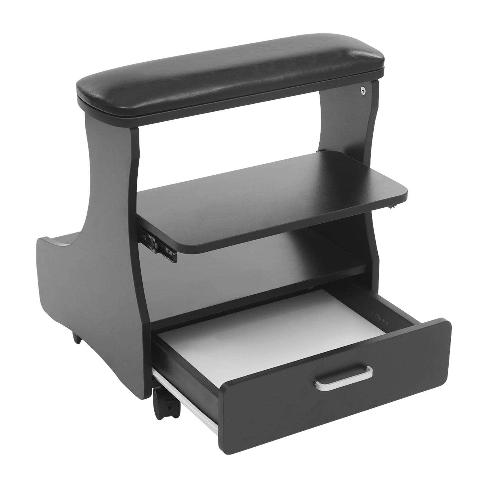 Pedicure Foot Rest 3-Tier Storage Swivel Wheels for Salon Nail Care FootRest