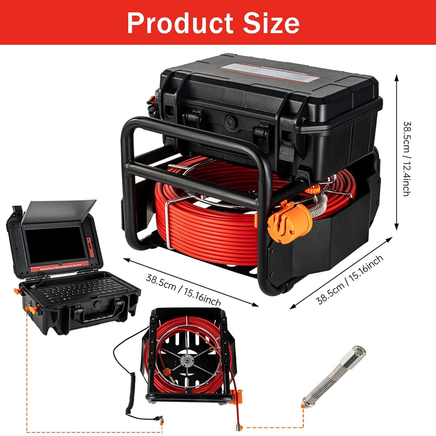 91.5m/300ft 10.1" Sewer Camera Pipe Inspection Camera 512Hz Locator