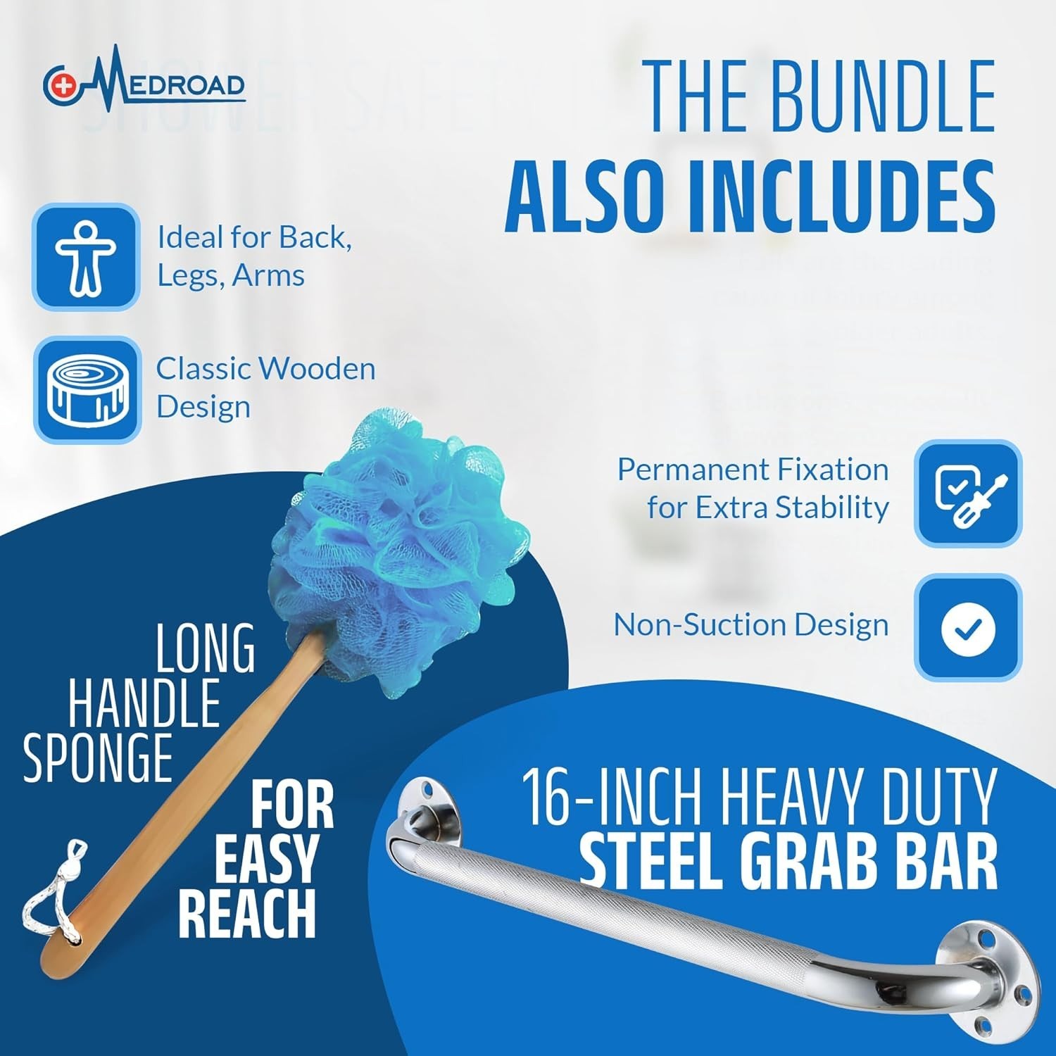 U-Shaped Shower Chair with Back & Armrests Foldable Seat