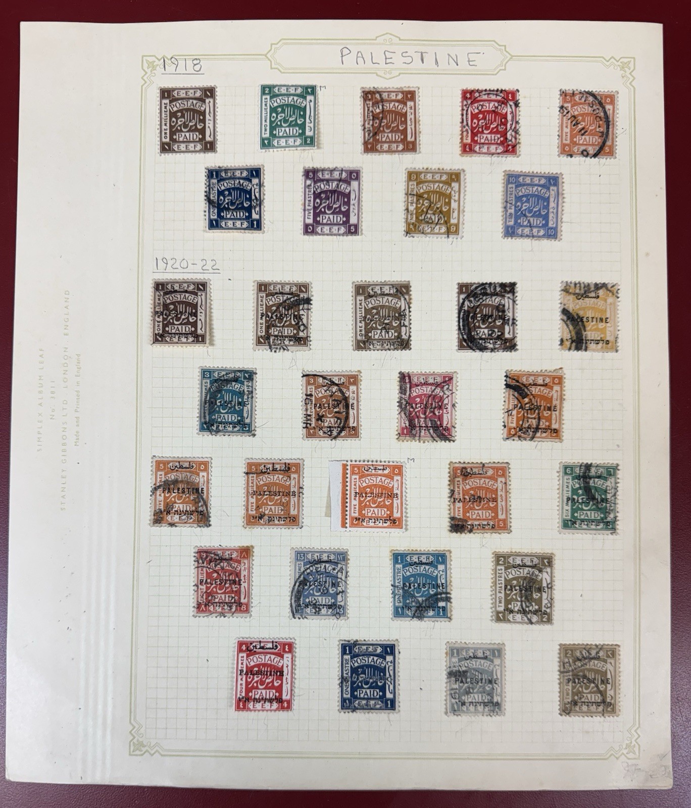 Palestine, 1918-1928, Collection of 68 Stamps Mostly Used, on 3 Pages