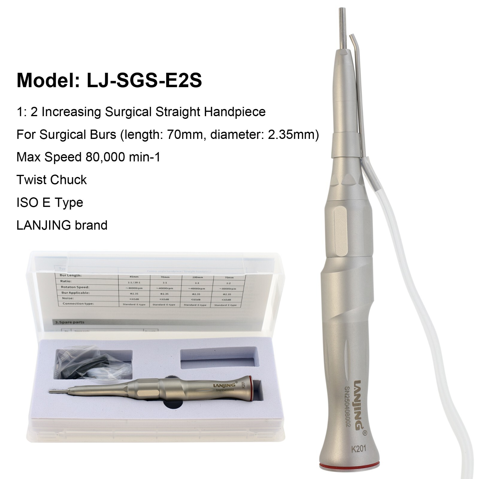 Dental 1:2 Surgical Straight Handpiece 20 Degree Attachment External NSK E Type