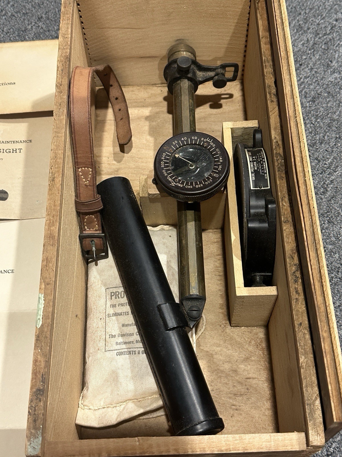 WWII U.S. Navy Pelorus Drift Sight Mark 2B Aero Instrument Co. Complete Antique