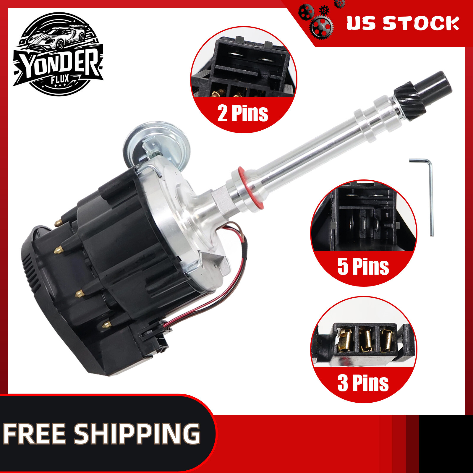 SBC BBC Chevy HEI Distributor Black Cap 65K Volt Coil - 283 305 350 396 427 454