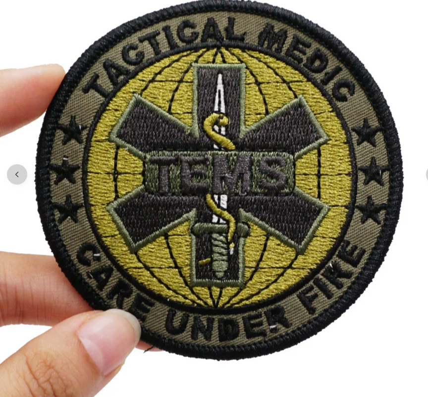TEMS (TACTICAL EMERGENCY MEDICAL SUPPORT) TACTICAL MEDIC...IRON-ON PATCH...