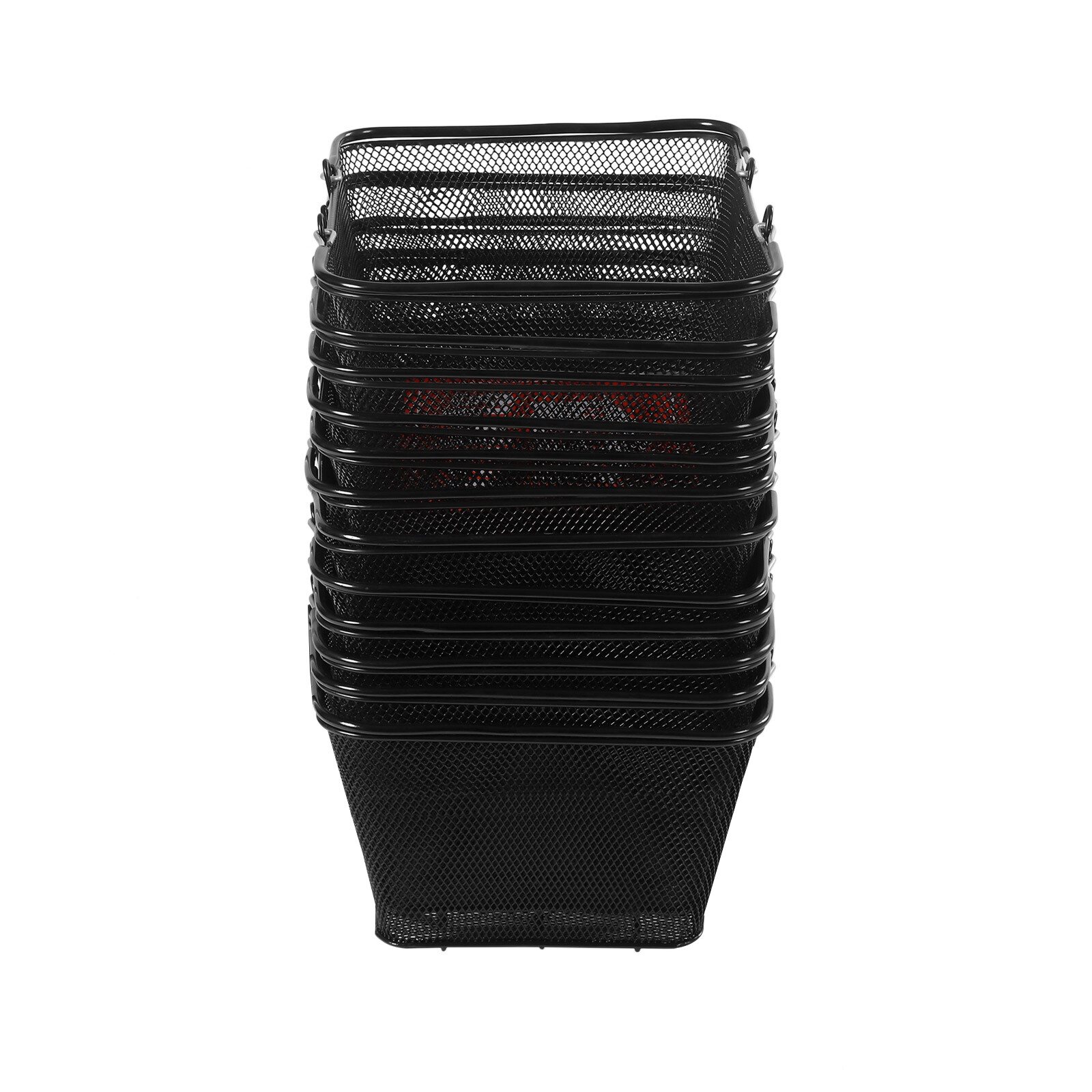 12 Pcs Shopping Baskets With Handles Black Metal Shopping Basket Stackable Iron