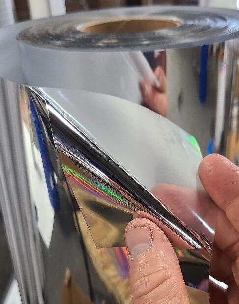 Silver Gloss Metallic Chrome Print-Treated Perm Self-Adhesive Polyester Film S2