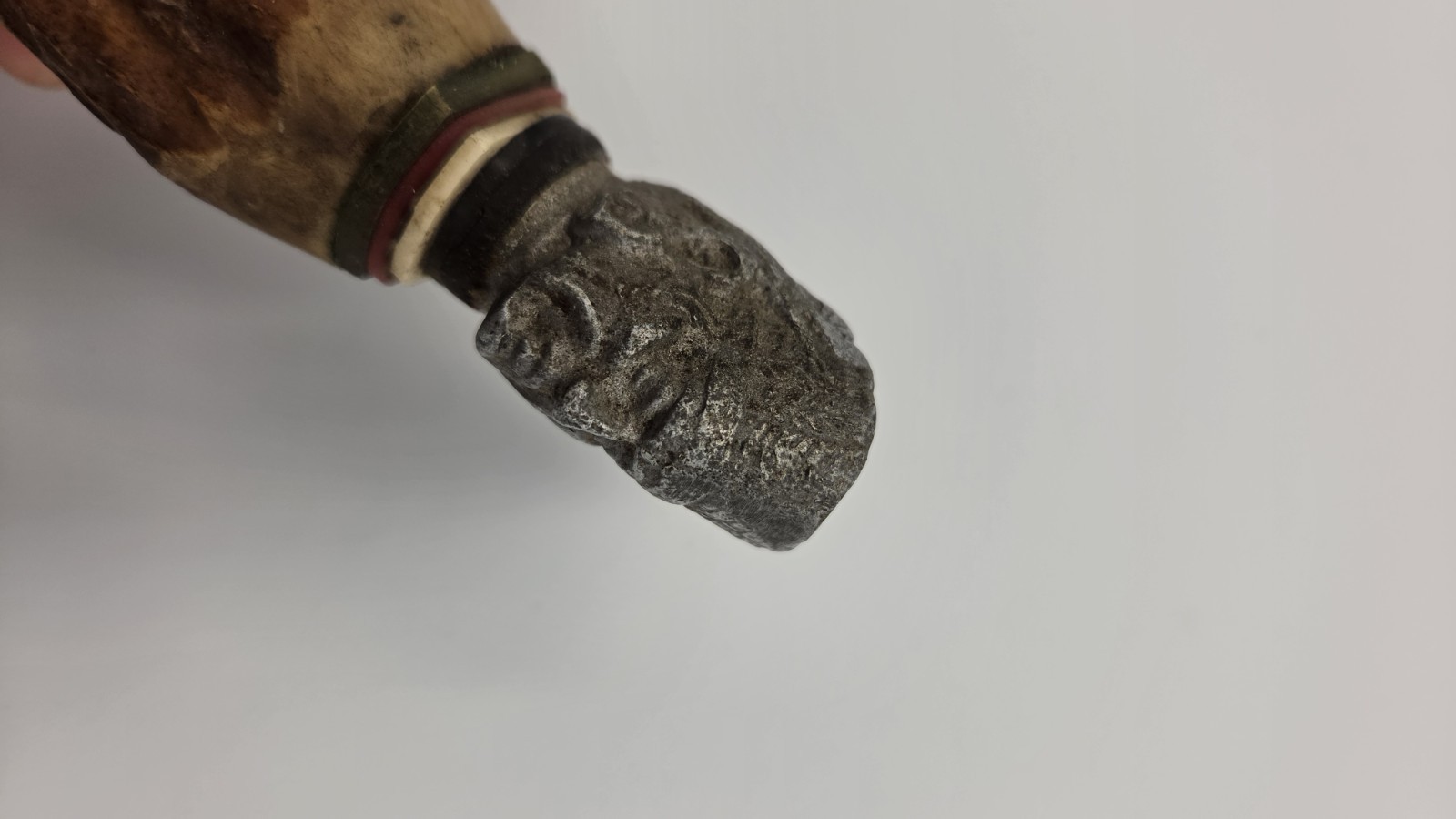 Vintage Stag Antler Handle Hunting Knife Native American Head Pommel Fixed Blade