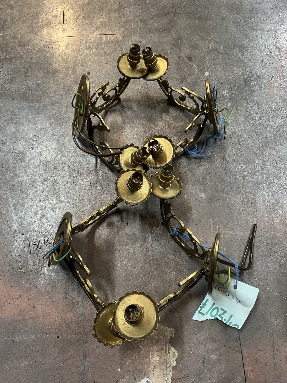 Set of 4 Antique Victorian Brass Double Arm Wall Sconces NOS Vintage Bundle/Set