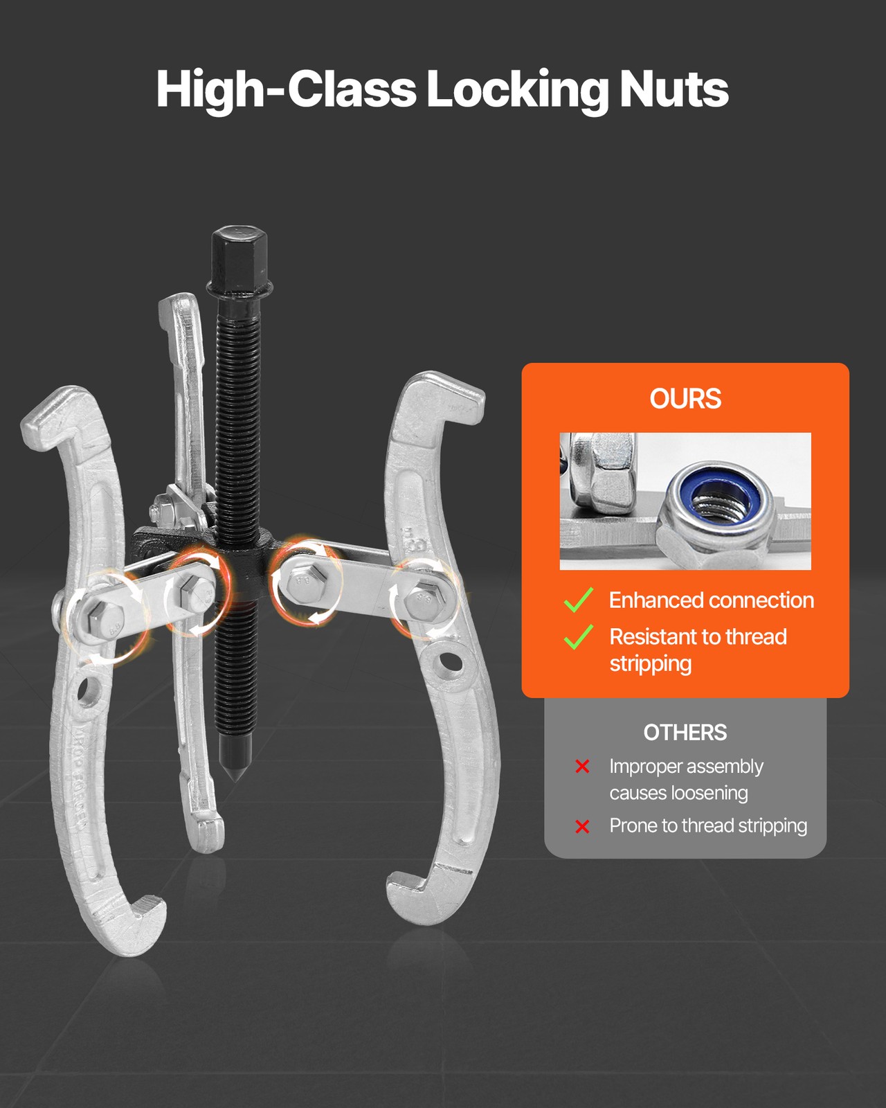 VEVOR 4Pcs 3 Jaw Gear Puller Set Gear Pulley Bearing Puller 3 in/4 in/6 in/8 in