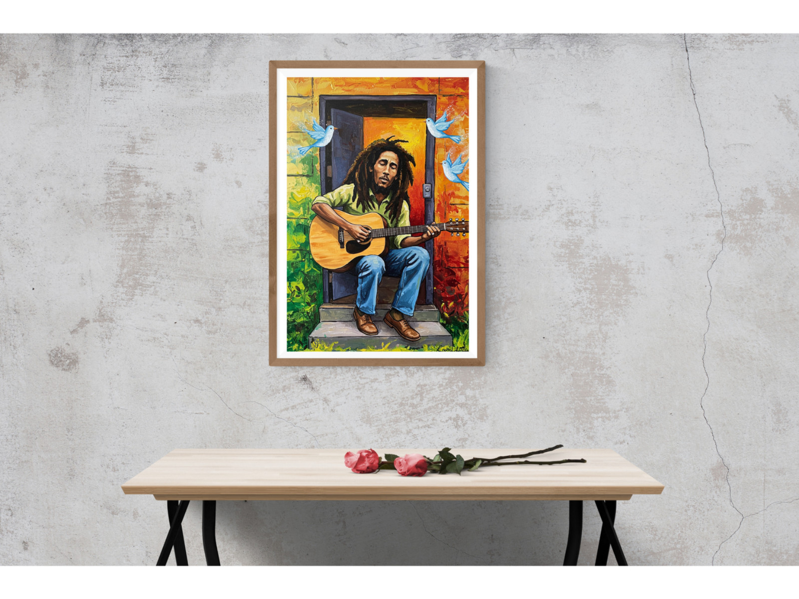 Bob Marley Three Little Birds Painting Poster