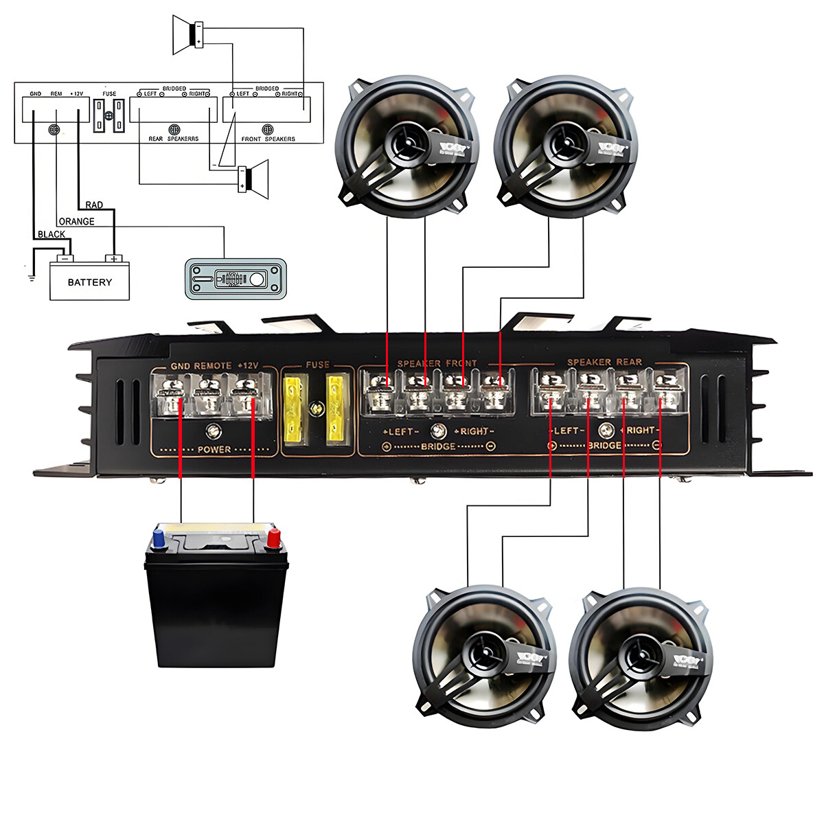 5800W Peak 4-Channel Car & Truck Stereo Audio Amplifier Power Amp System
