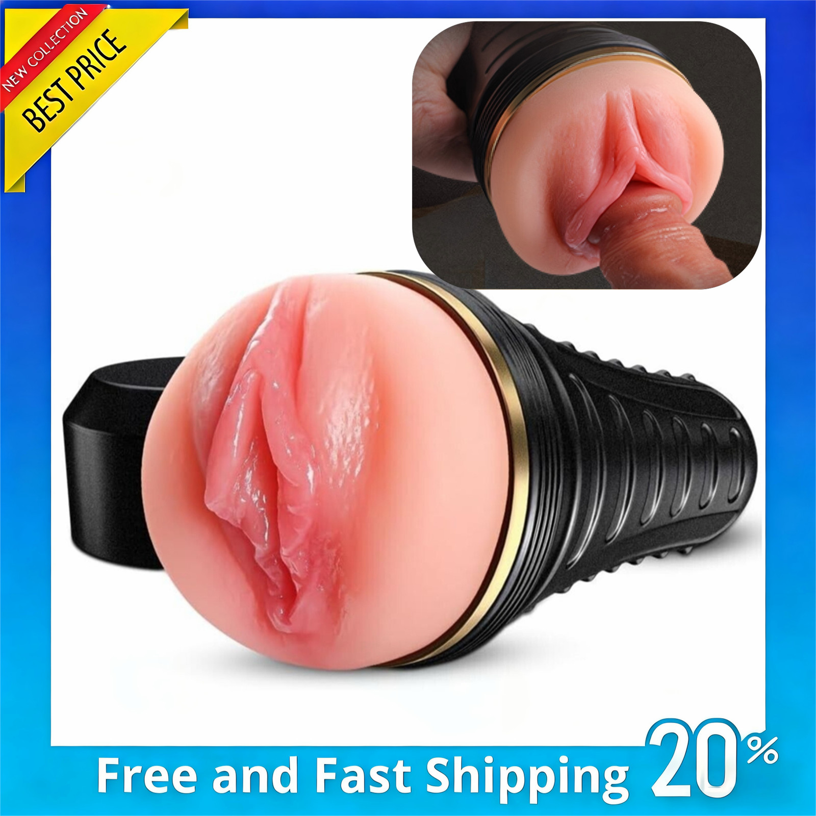 Male Pocket Pussy Realistic Masturbator Stroker Vagina Handsfree Cup Sex Toy Men