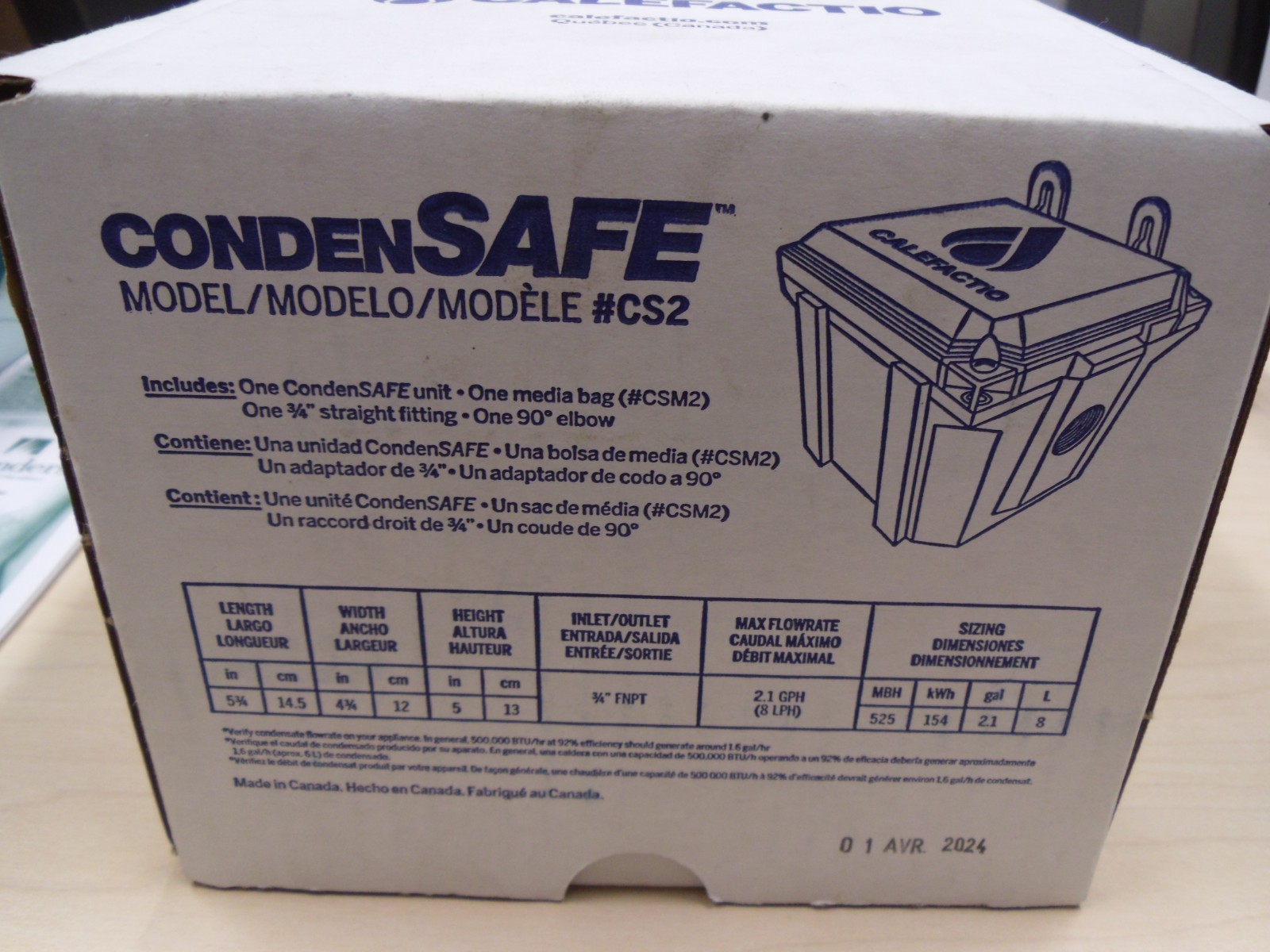 calefactio condensafe BTE- CS2 Neutralizing kit - NEW - open box   D4