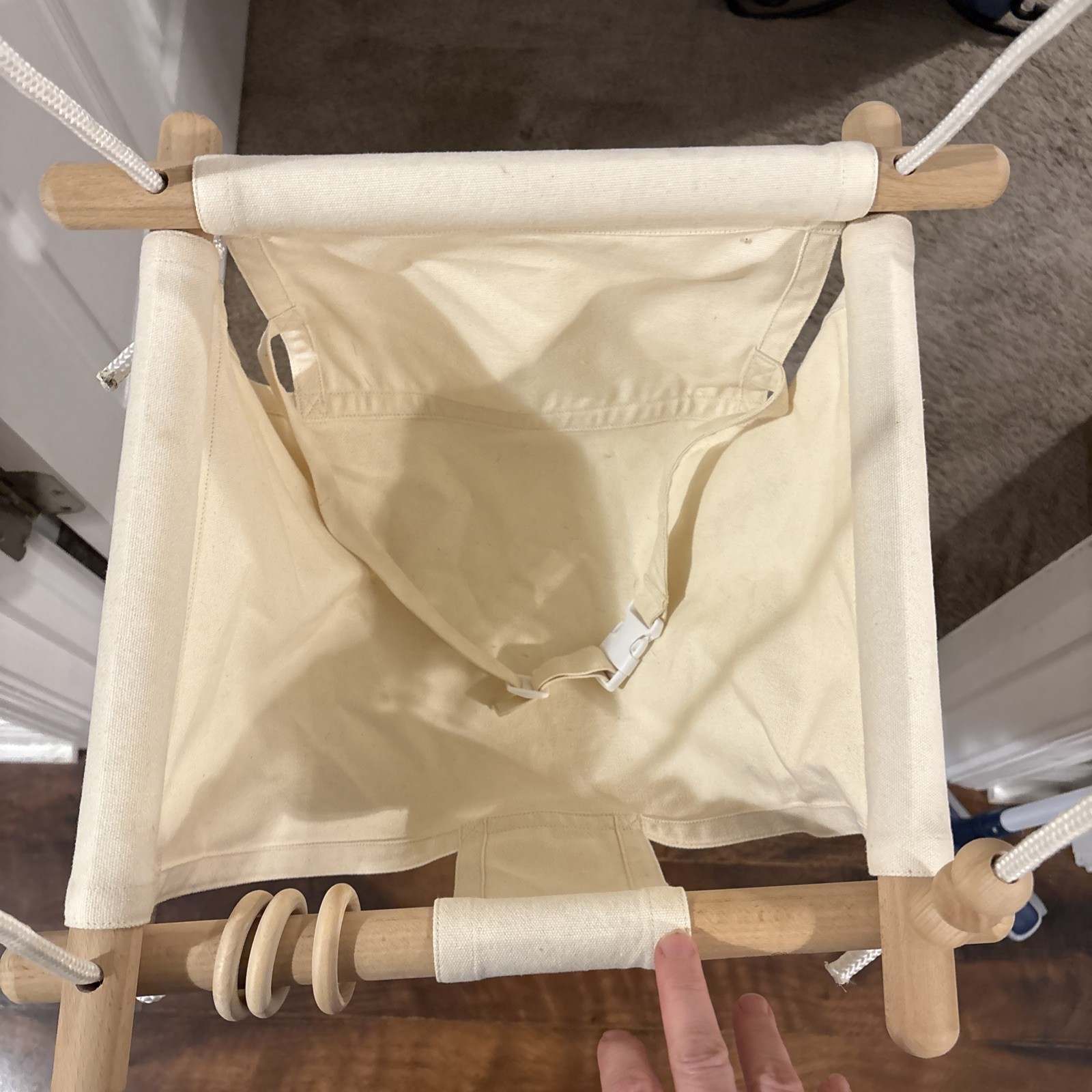 BBkids Baby Canvas Hammock Hanging Wooden Swing for Toddlers 6 Mo 3 Yrs