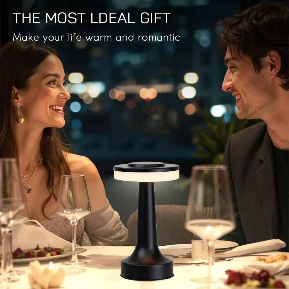 Cordless Metal Desk Lamp, Touch Sensor Control LED Table Lamp,3 Colors