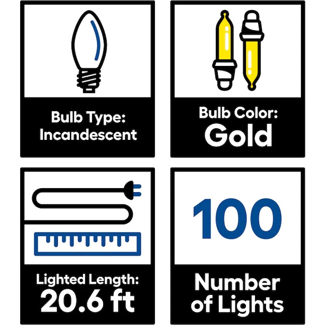 GE String-A-Long 100-Count 20.6-ft GOLD Incandescent Christmas String Lights