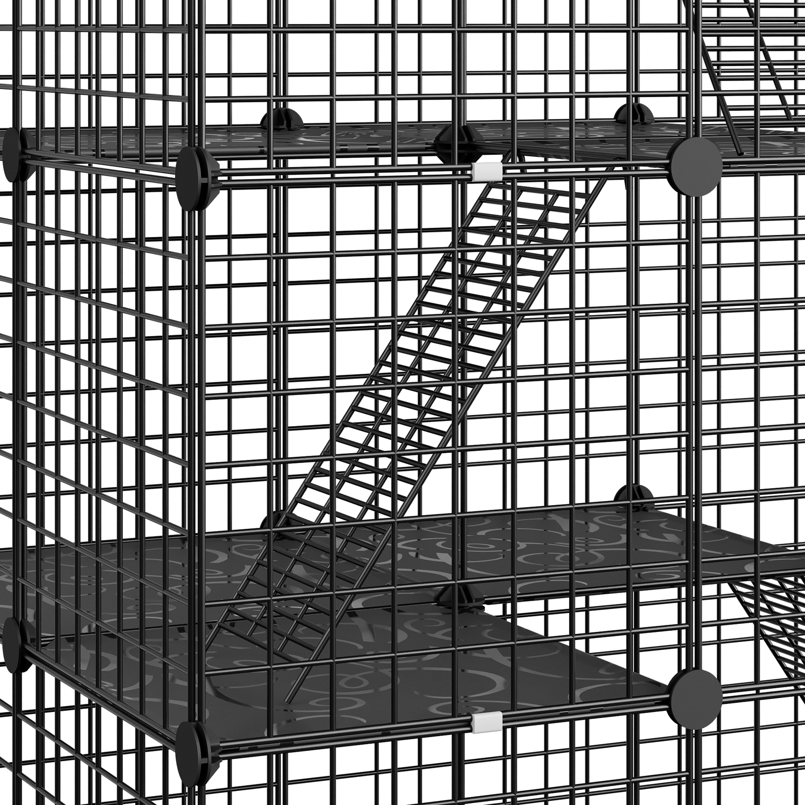 4-Tier Cat Cage Indoor Cat Enclosures DIY Detachable Metal Cat Kennel w/Hammock