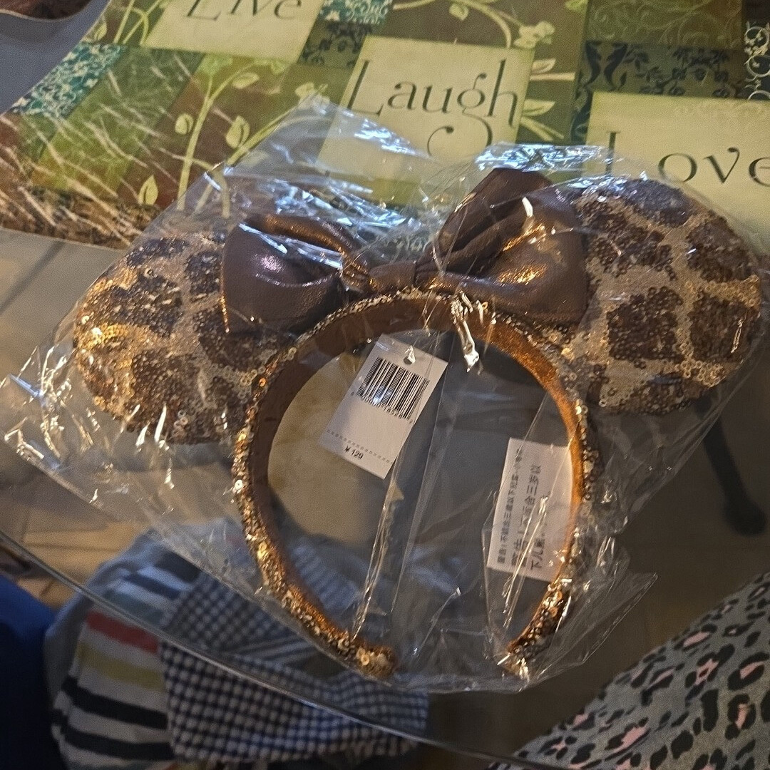 Disney Parks GIRAFFE Animal Print LIMITED EDITION Sequin Minnie Ears Headband