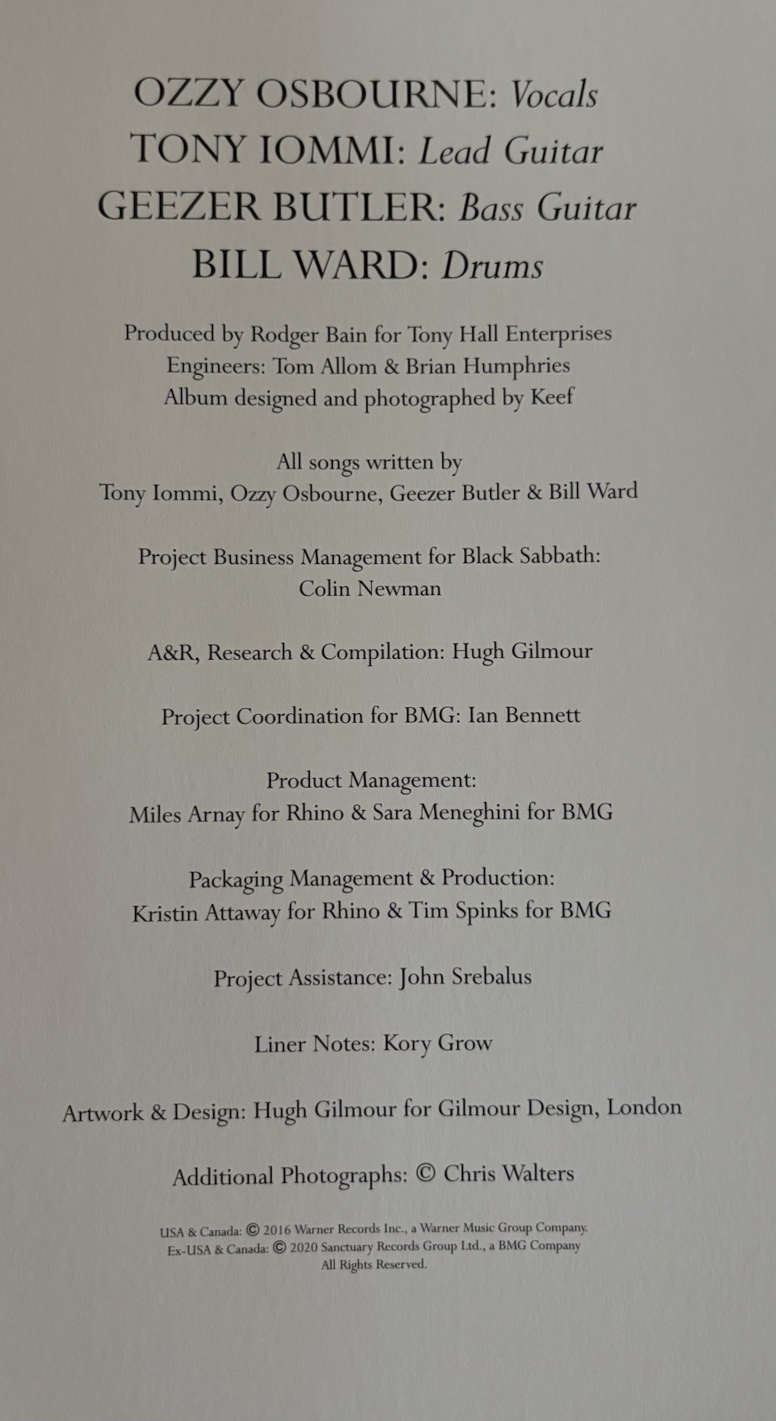 OZZY OSBOURNE PARANOID HARDCOVER LARGE COLOR/BW ILLUSTRATED COFFEE TABLE BOOK NM