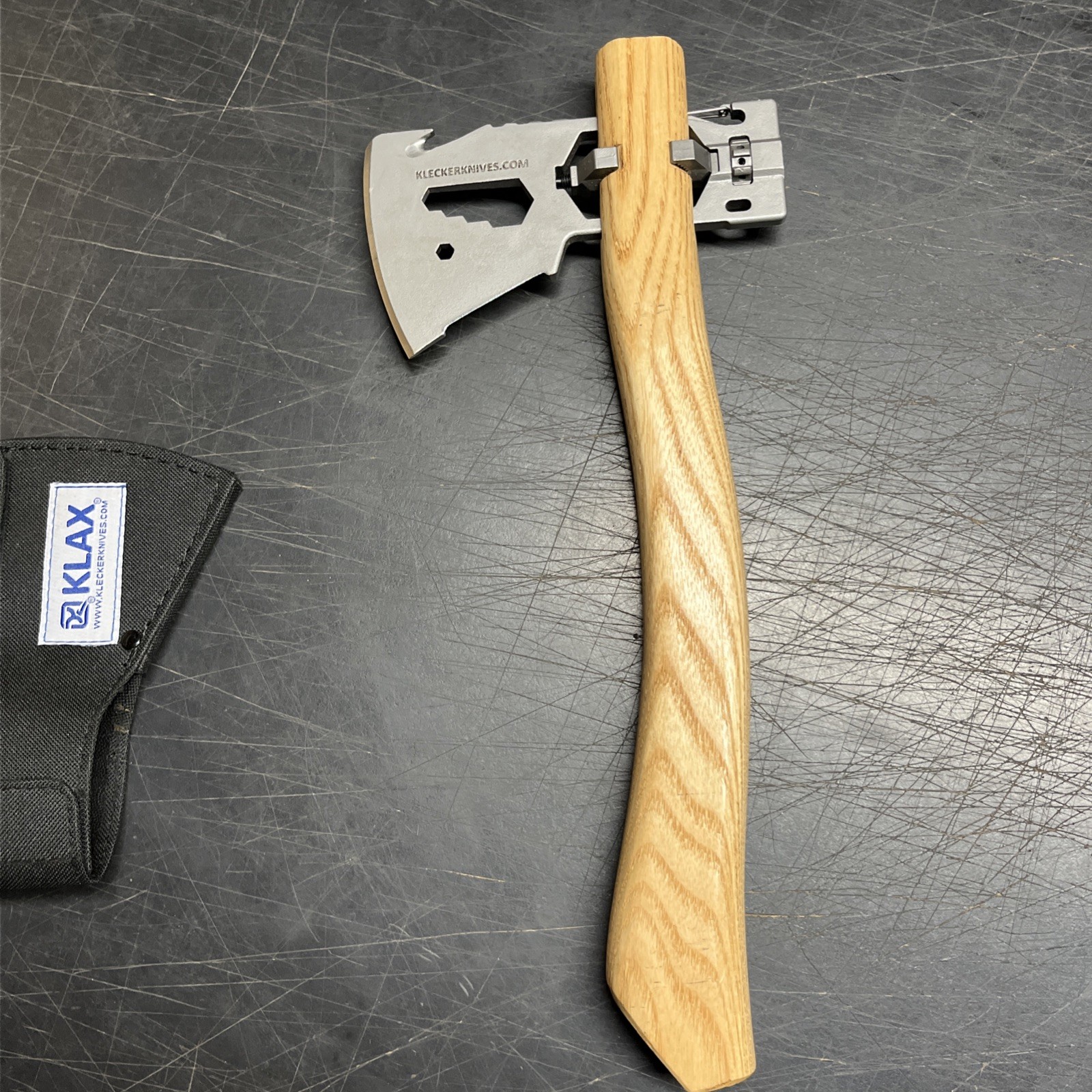 Klecker KLAX Lumberjack 3.75" Stainless Steel Axe Head Multi-Tool -Wooden Handle
