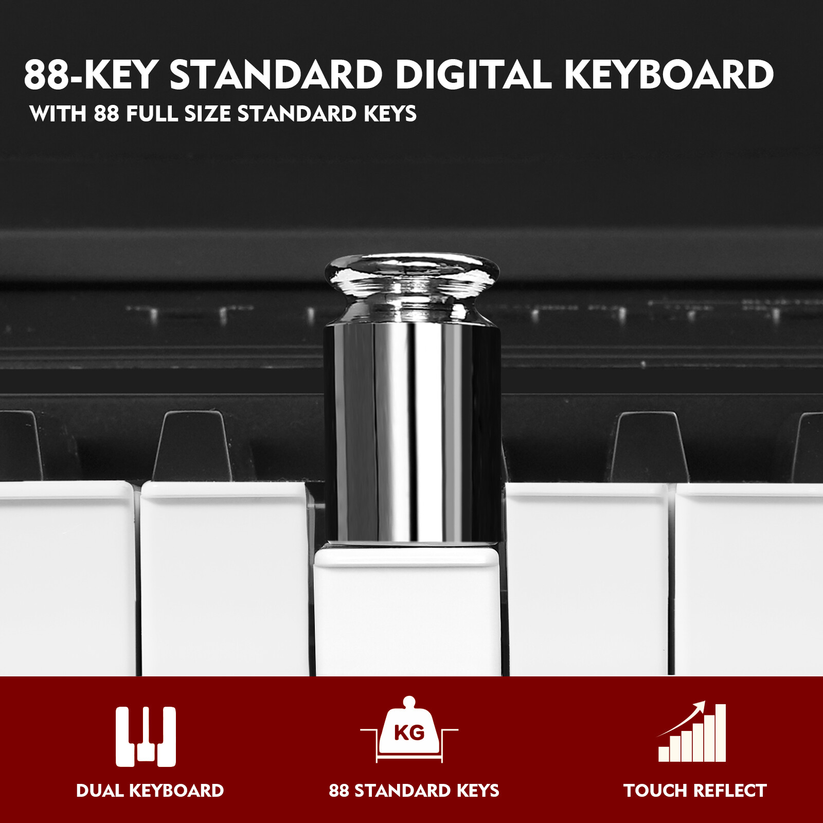 Black 88Key Full Weighted Hammer Action Digital Piano Keyboard w/Pedal,Stand,Bag
