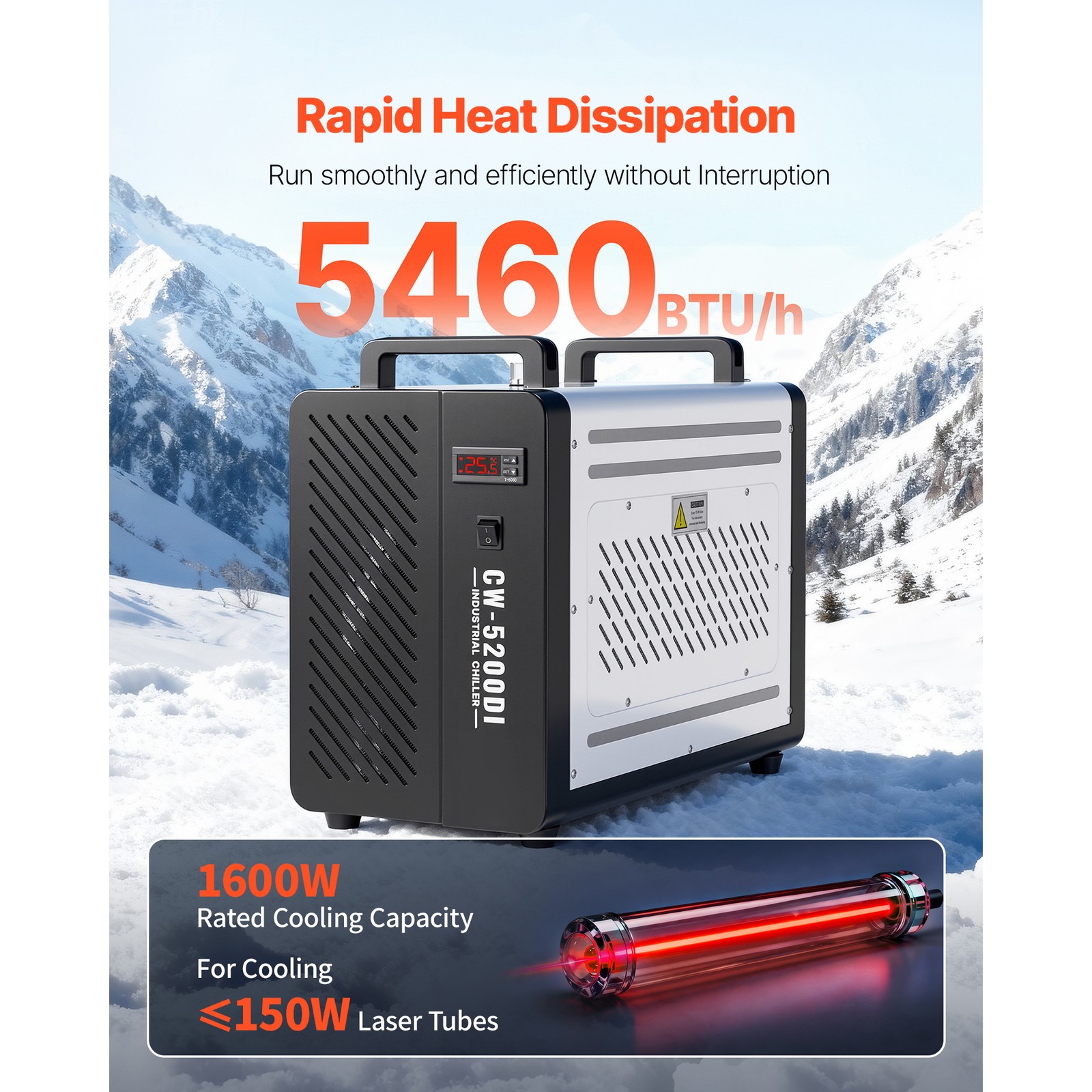 Uimoso Industrial Water Chiller 5460BTU/h Cooling System with Compressor 4.2 GPM