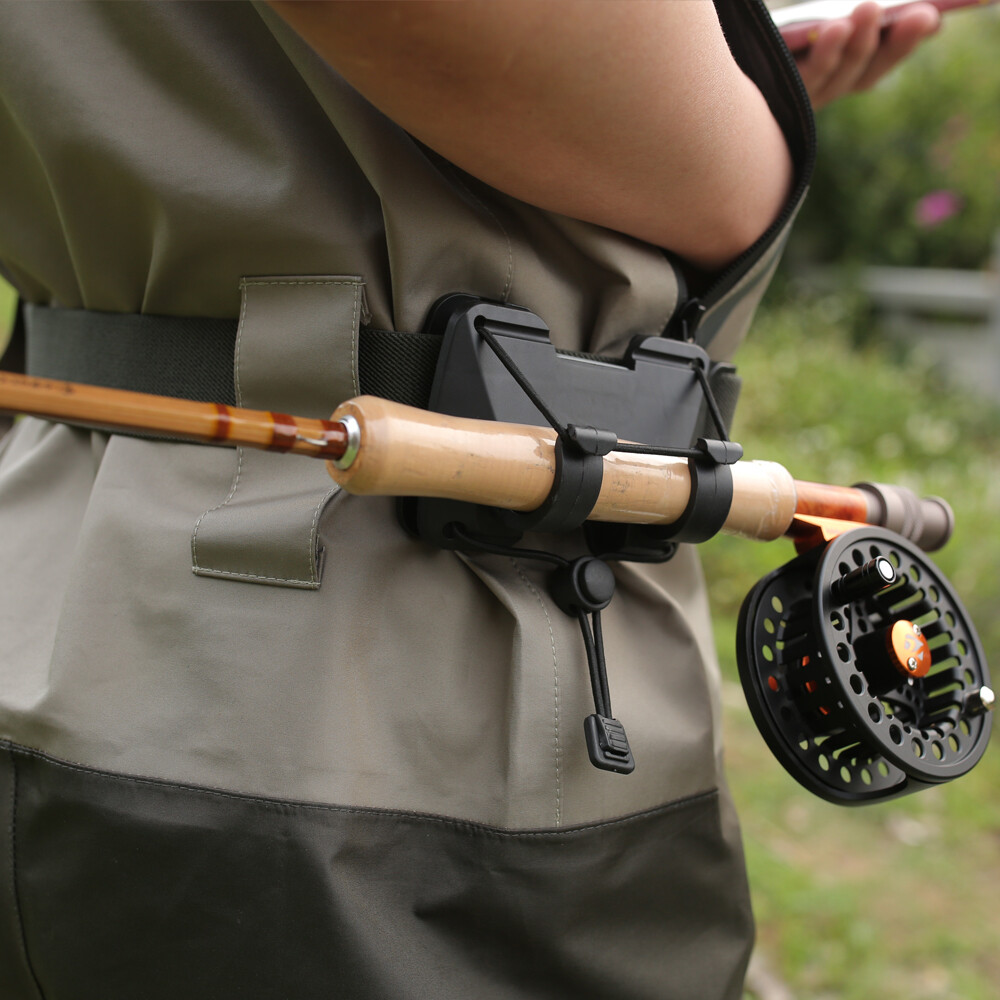 3rd Hand Fishing Clip Rod Holder Rotatable for Fly Fishing Bank Fishing Belt Wad