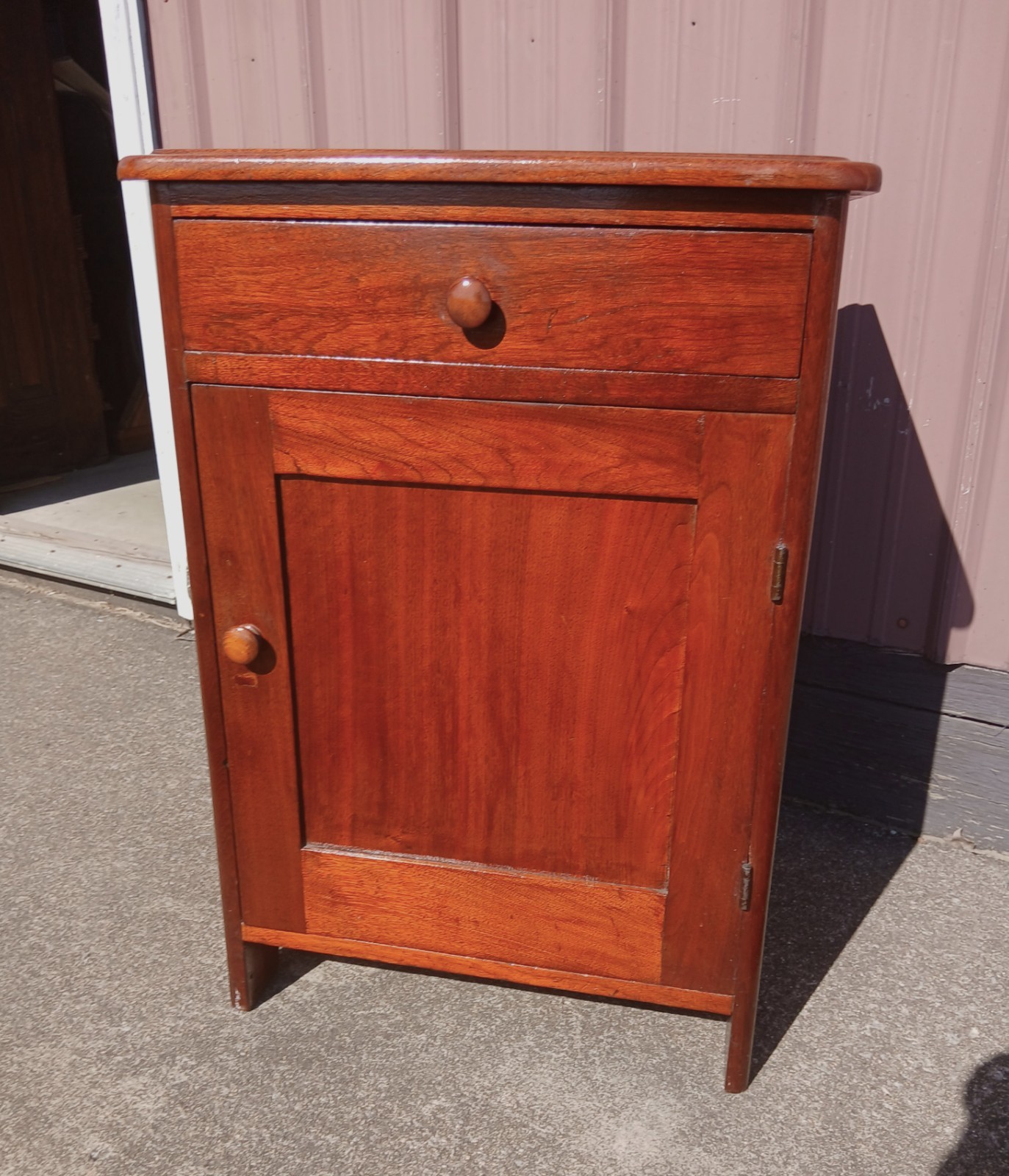 Antique Walnut One Door Wash Stand Commode with Drawer 1870s