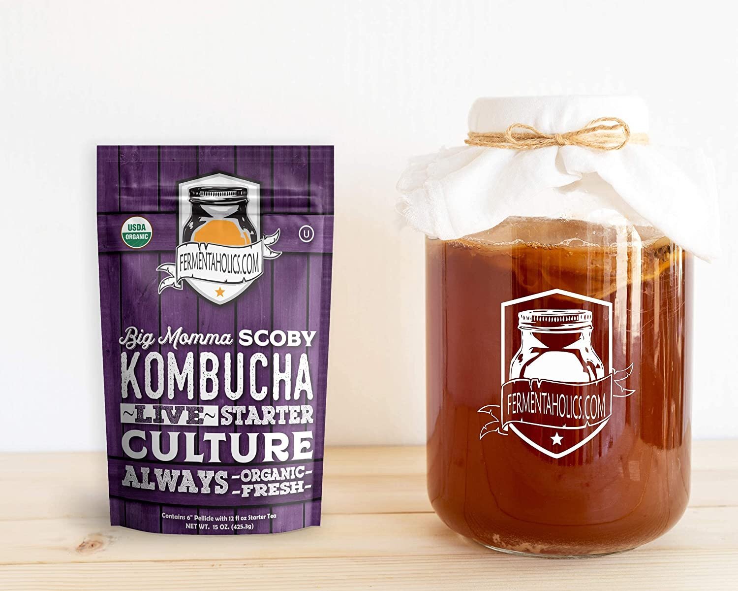 Fermentaholics BIG MOMMA Kombucha SCOBY With 12 oz