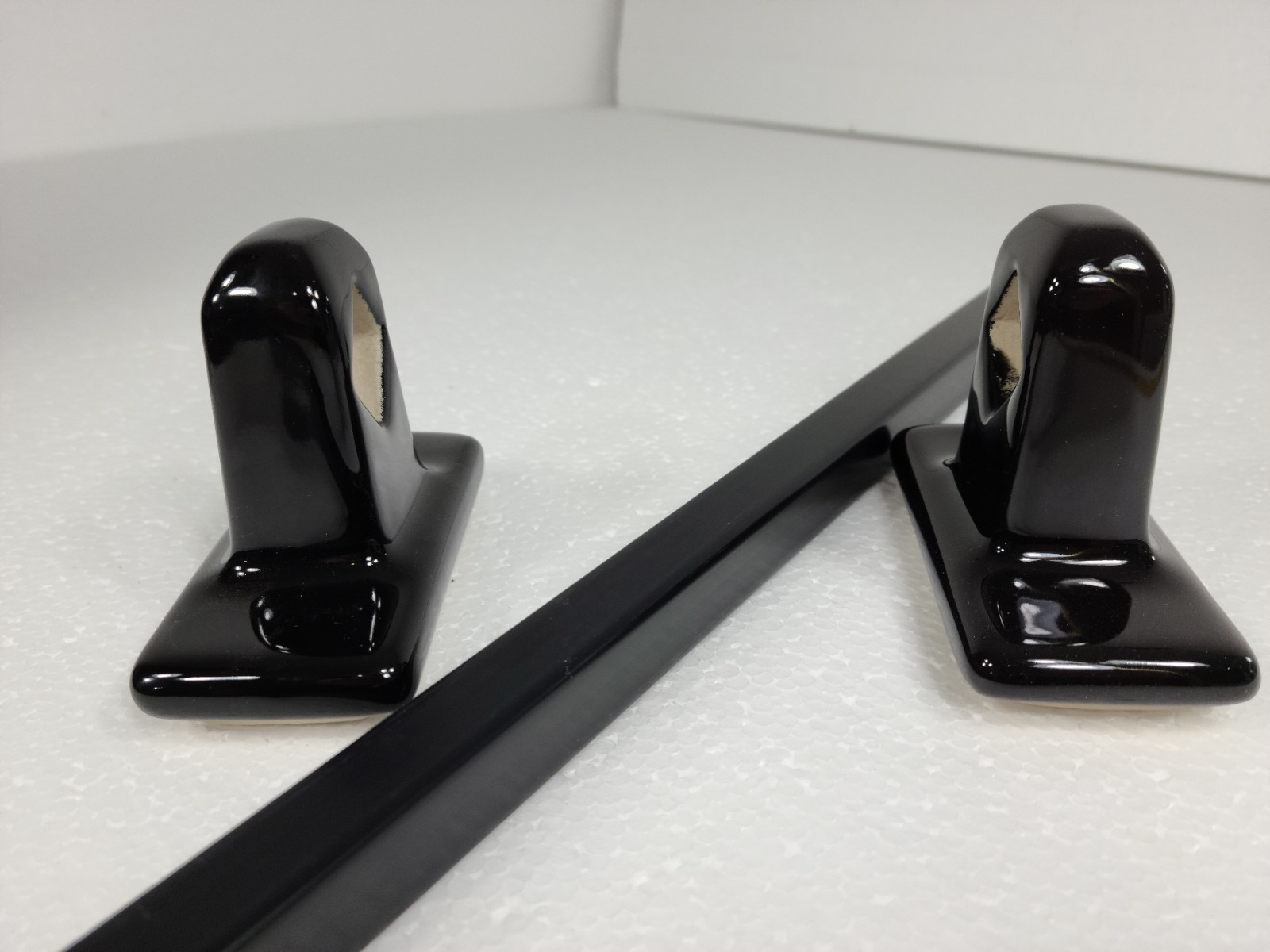 Black Ceramic Towel Bar Rod Rack Post Holder Brackets Tile In Mid Century Modern