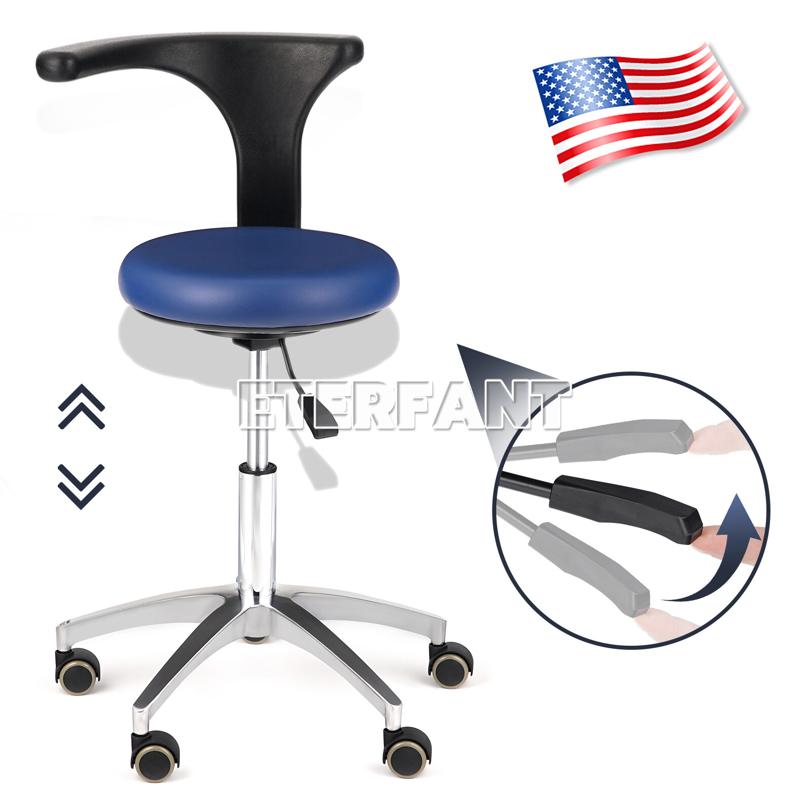 ETERFANT Adjustable Dental Doctor Assistant Stool Mobile Chair PU Leather