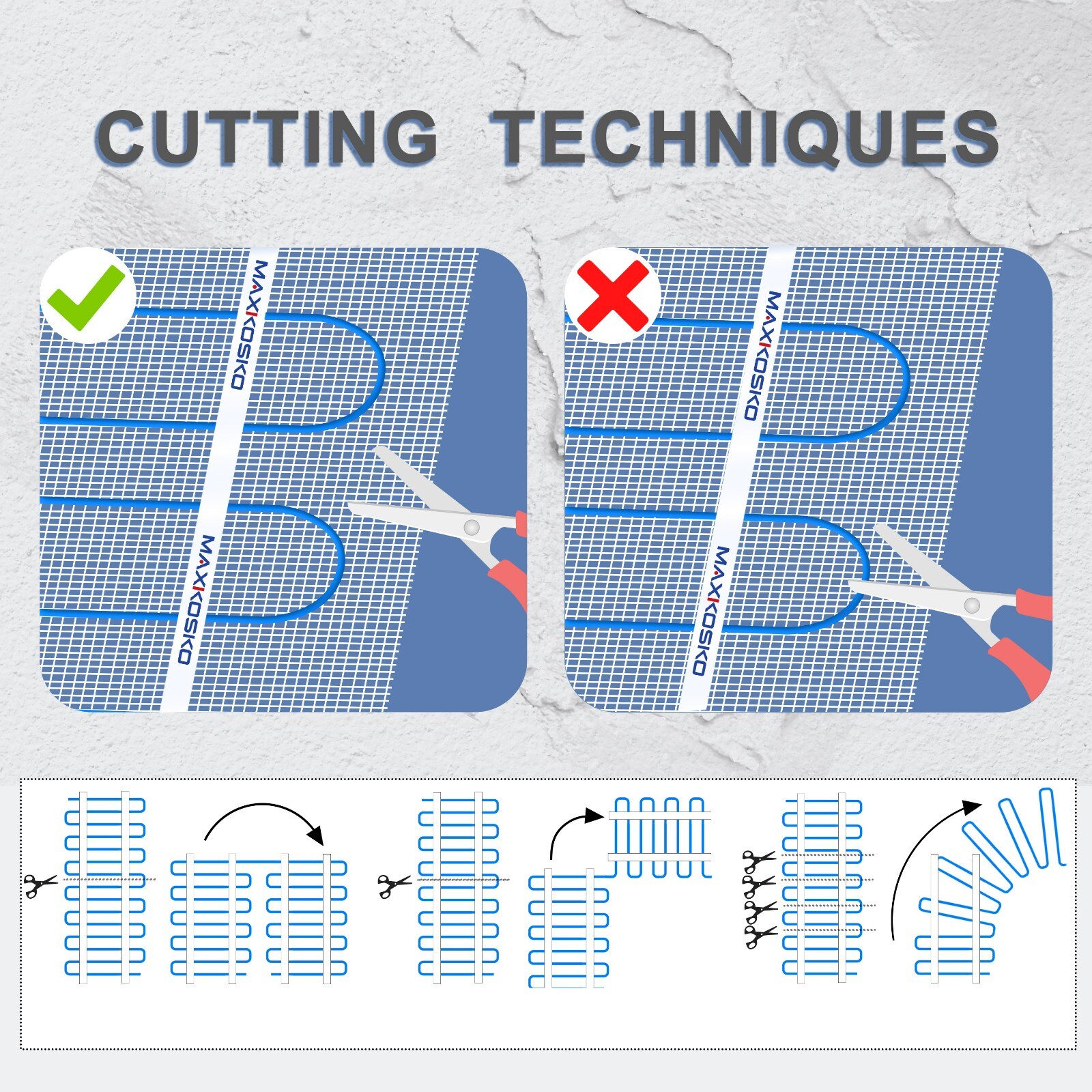 MAXKOSKO Electric Floor Heat Mat Kit, 120V Underfloor Radiant Heating System