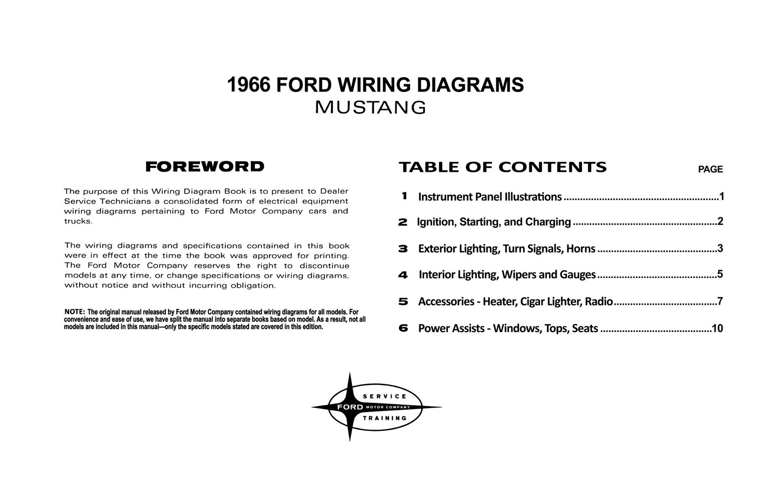 1966 Ford Mustang Wiring Diagrams Manual - 11x17 inch COMB Bound