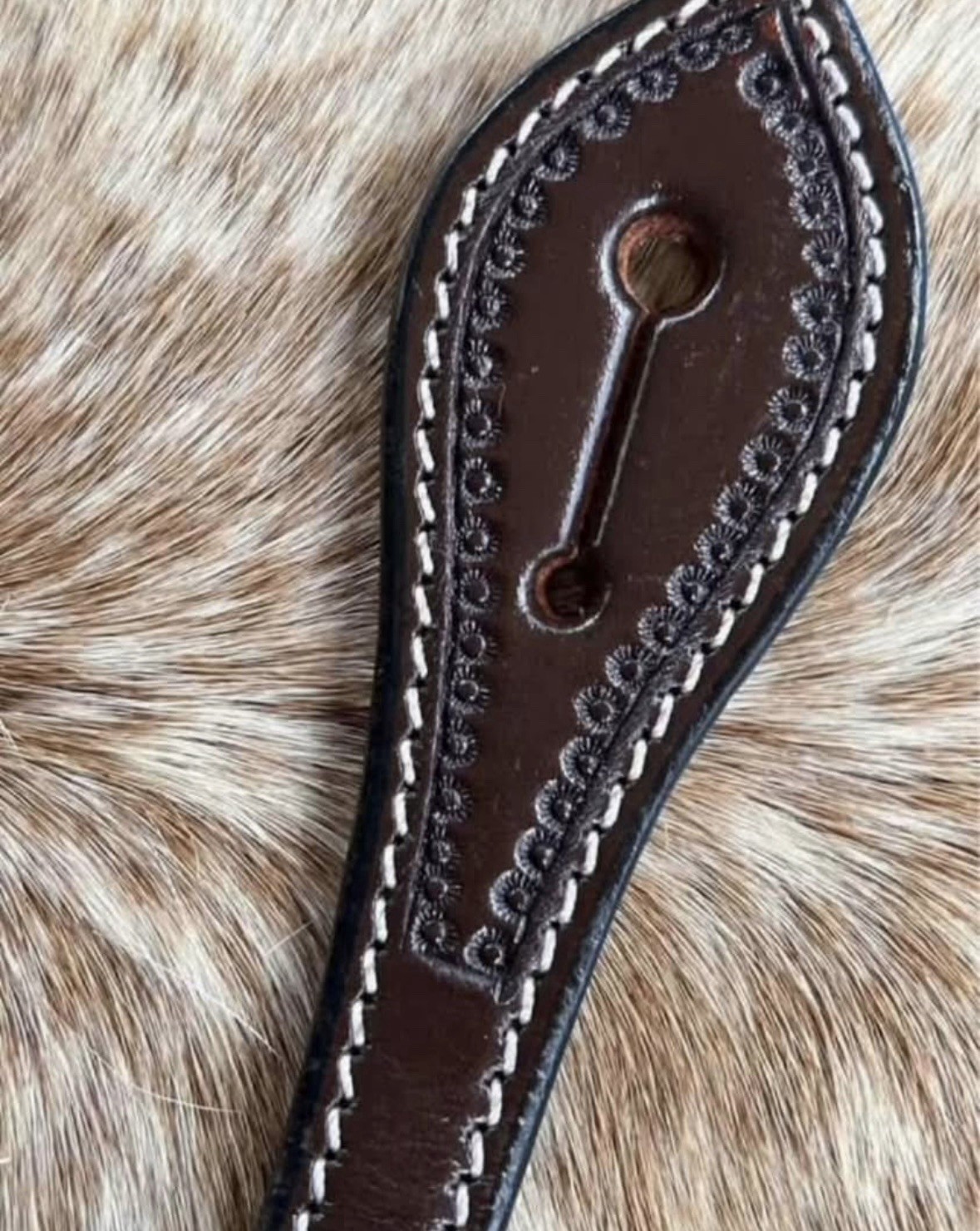 Adult Size Barbed Wire Tooled Top Grain Leather Western PAIR Spur Straps