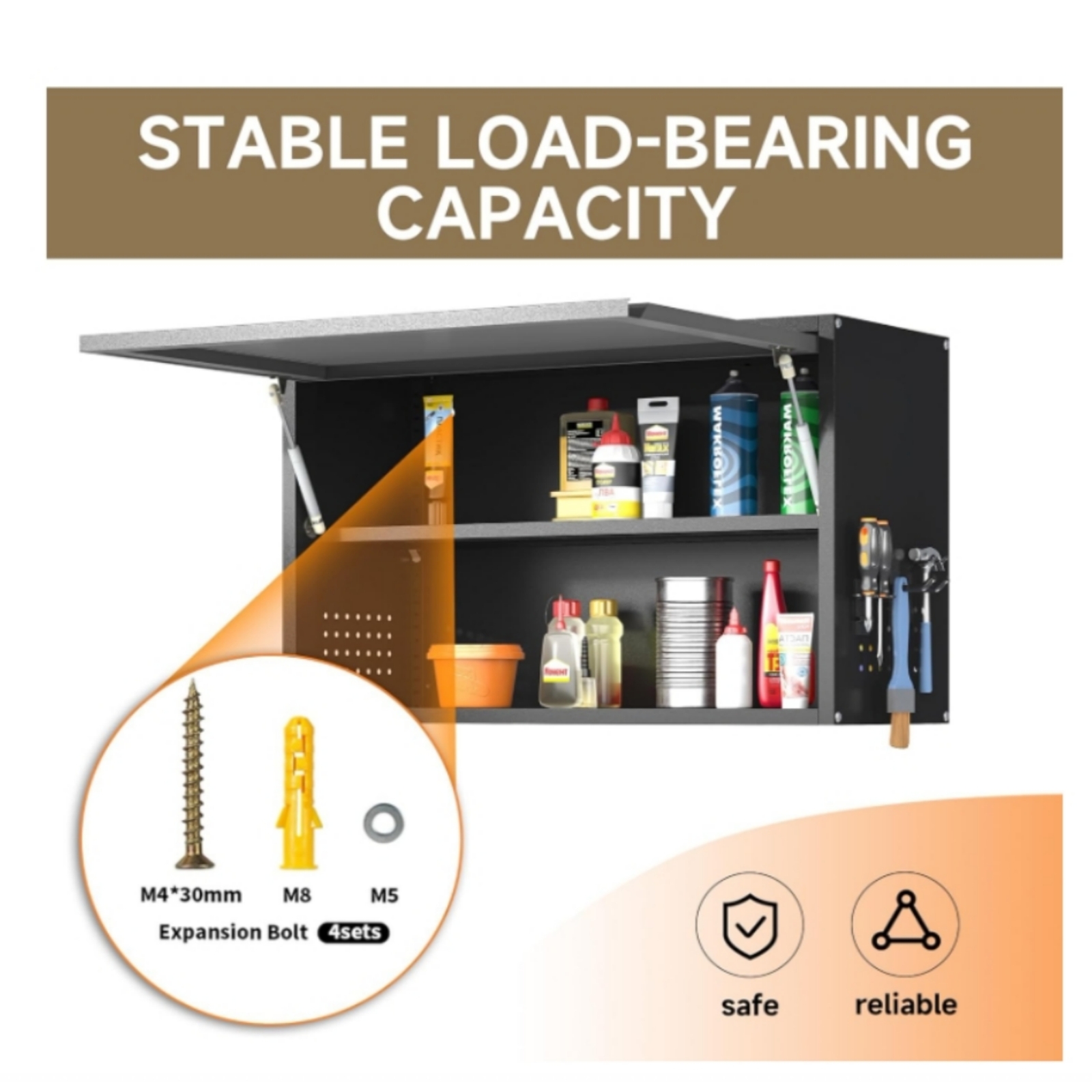 Wall Mounted Metal Storage Cabinet Garage w Adjustable Shelf, Metal Wall Cabinet