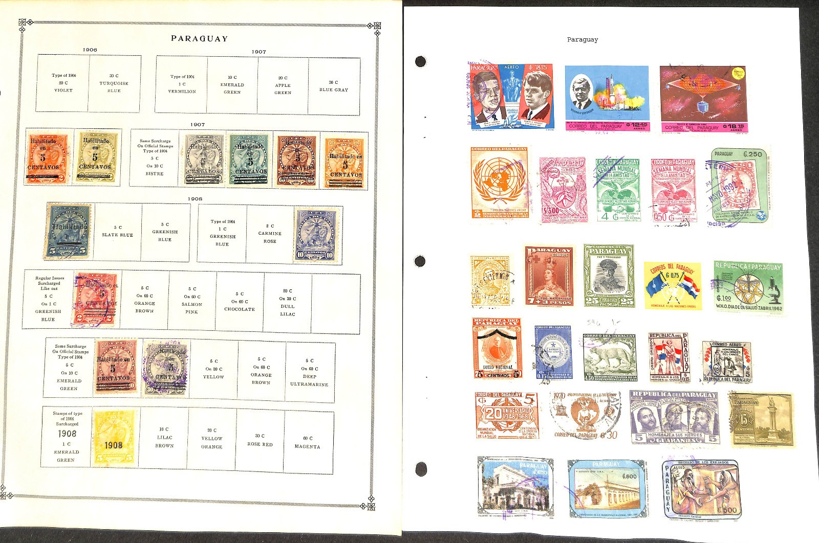 Paraguay Stamp Collection on 35 Scott International Pages, 1879-1959 (BF)