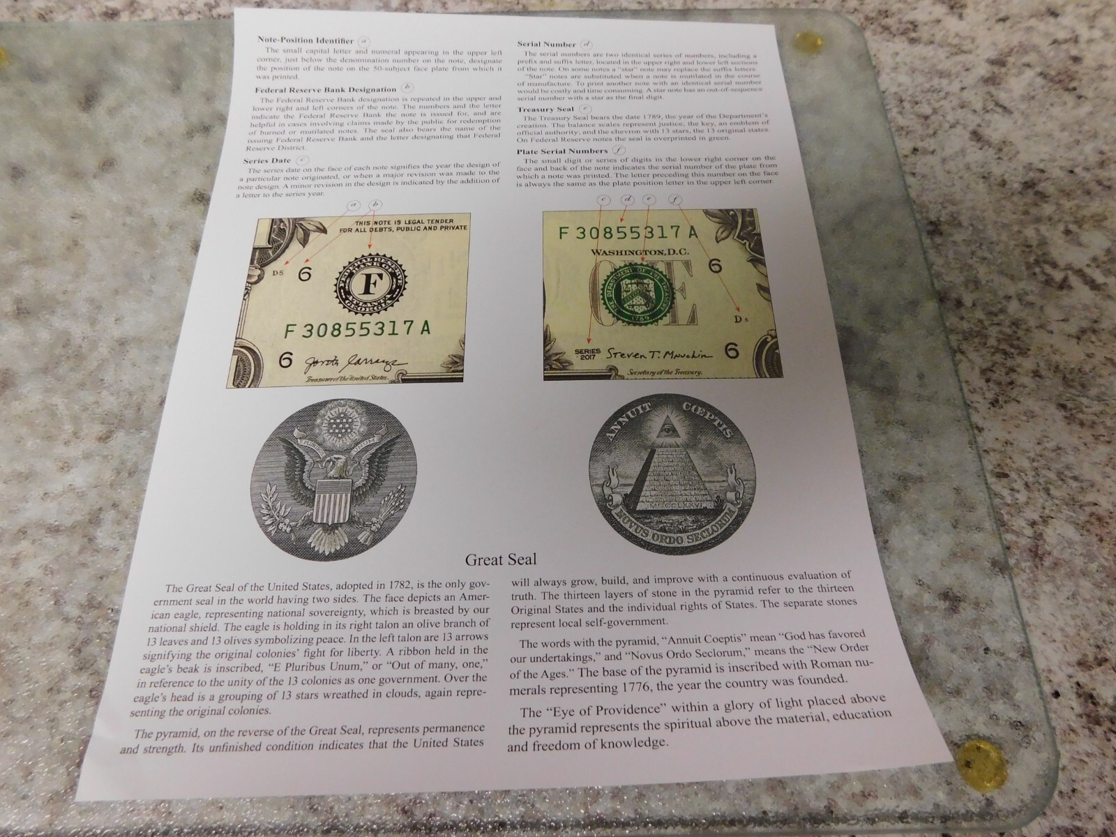 UNCUT SHEET OF (4) - U.S. $1 ONE DOLLAR BILLS GEM UNC MAKES A NICE GIFT #386.