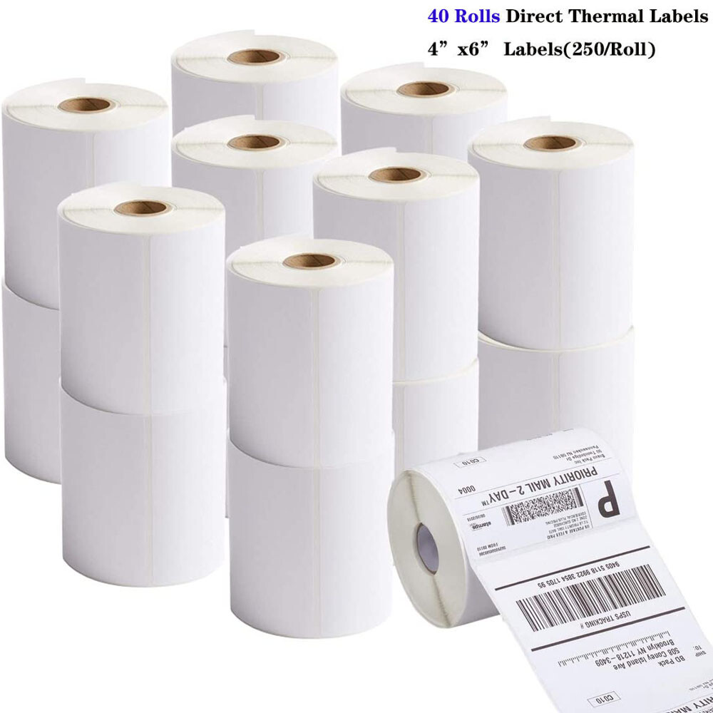 40 Rolls 4x6 Direct Thermal Shipping 10000 Labels For Zebra 2844 Eltron ZP450 US