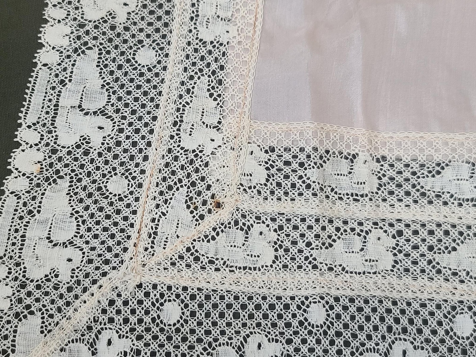 WWI Souvenir of France Silk Apron Allies Liberation Sweetheart Lace Duck Vintage