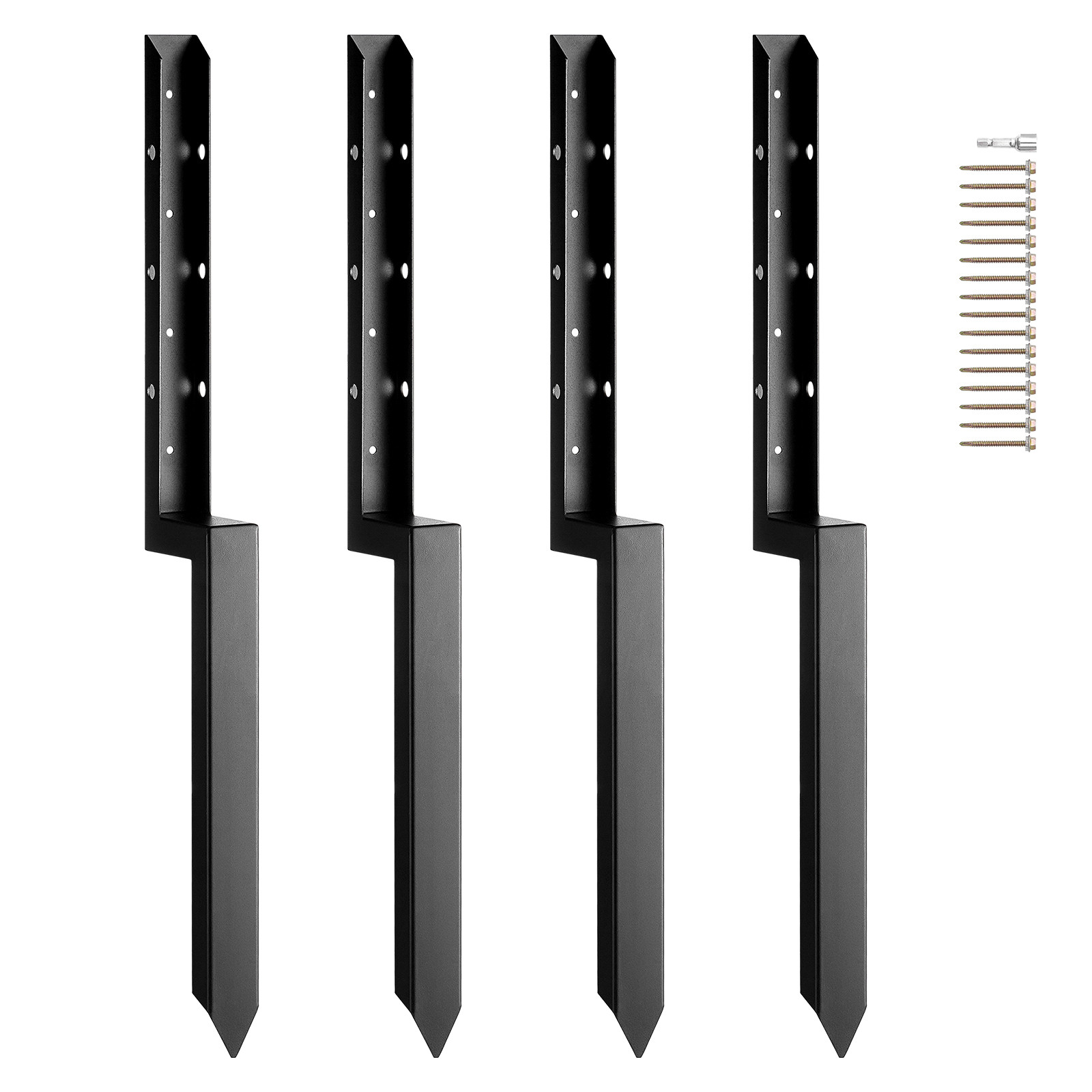 VEVOR Fence Post Anchor Repair Kit 4 Pack 2 x2 Inches Support Stakes Steel